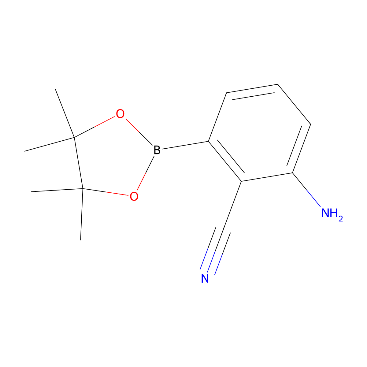 2-Amino-6-(4,4,5,5-tetramethyl-1,3,2-dioxaborolan-2-YL)benzonitrile molecular structure, CAS 1418130-39-8