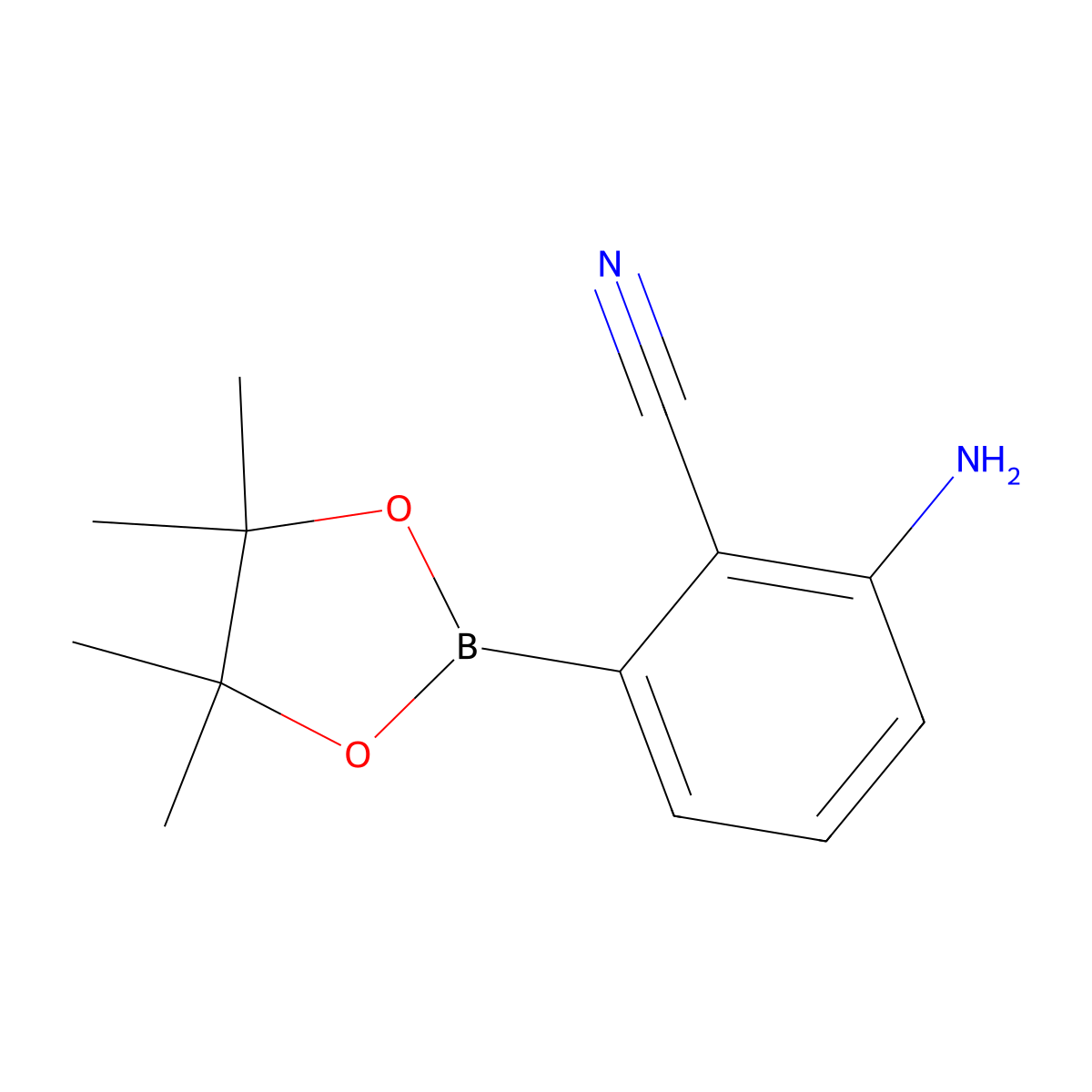 2-Amino-6-(4,4,5,5-tetramethyl-1,3,2-dioxaborolan-2-YL)benzonitrile molecular structure, CAS 1418130-39-8