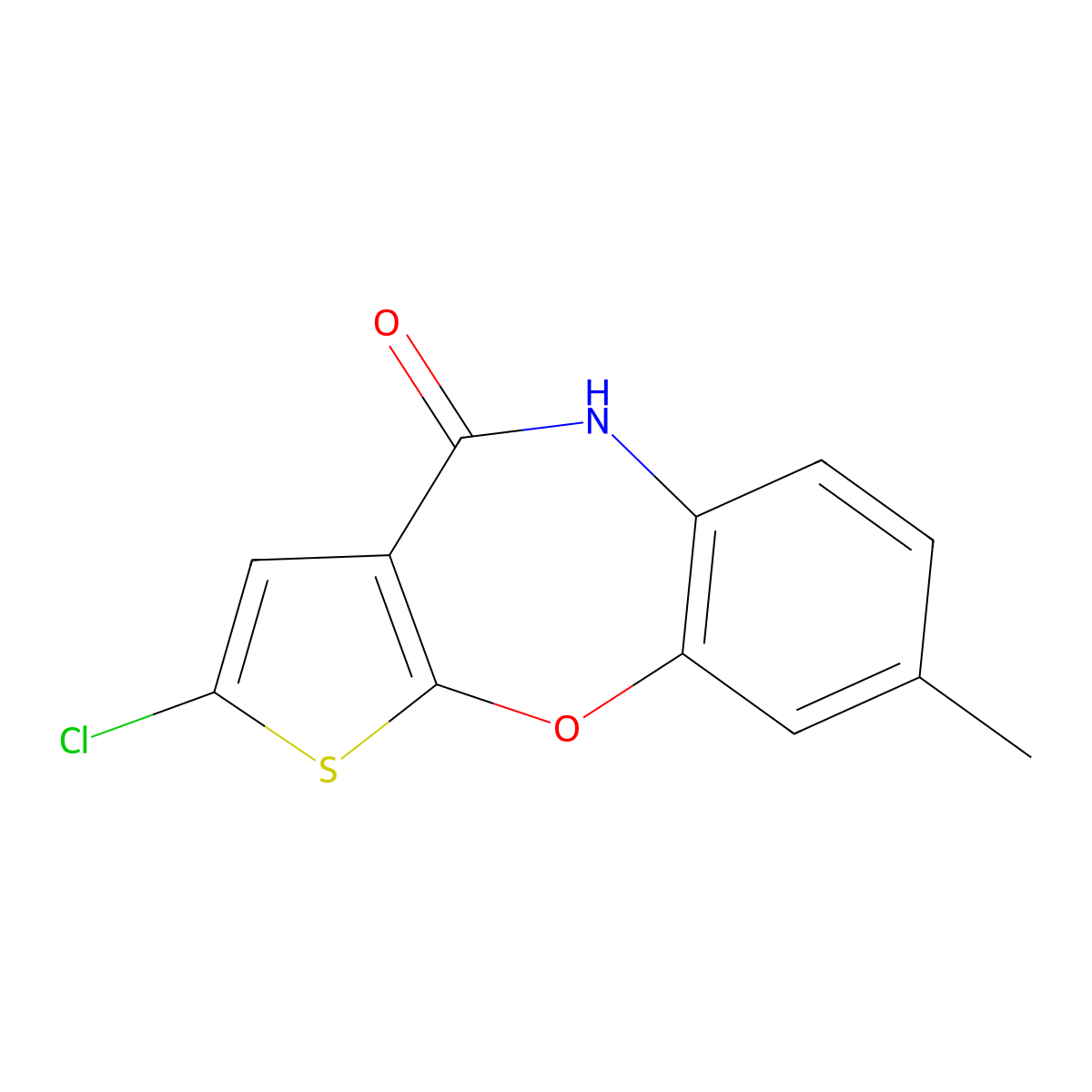 2-Chloro-8-methylbenzo[B]thieno[3,2-F][1,4]oxazepin-4(5H)-one molecular structure, CAS 1418130-86-5