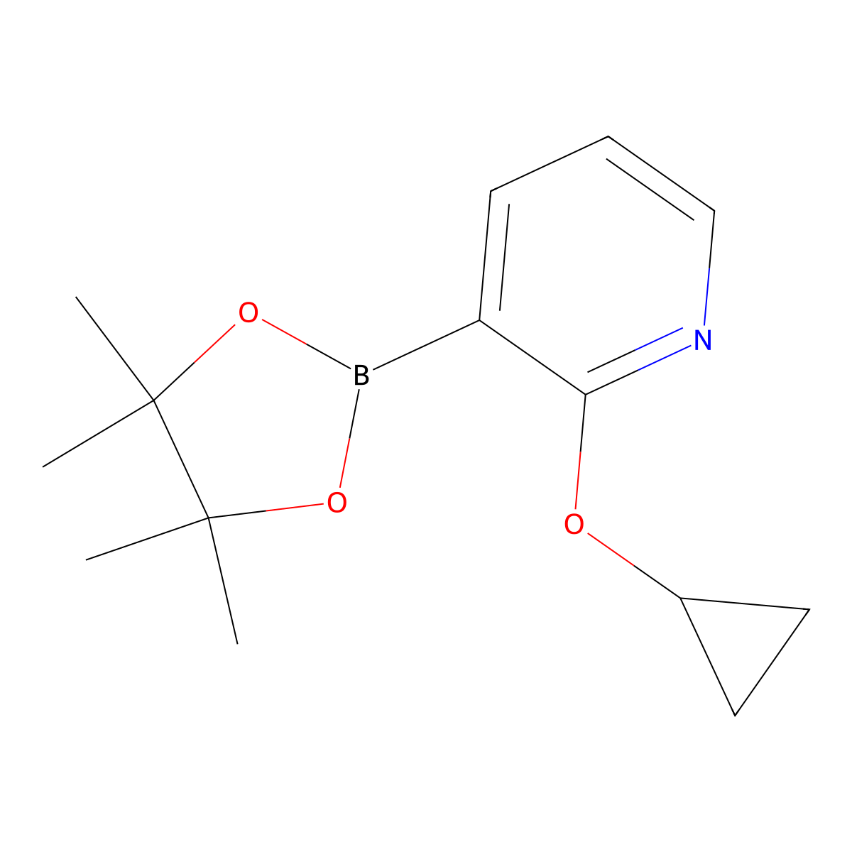 2-Cyclopropoxy-3-(4,4,5,5-tetramethyl-1,3,2-dioxaborolan-2-yl)pyridine molecular structure, CAS 1418132-45-2