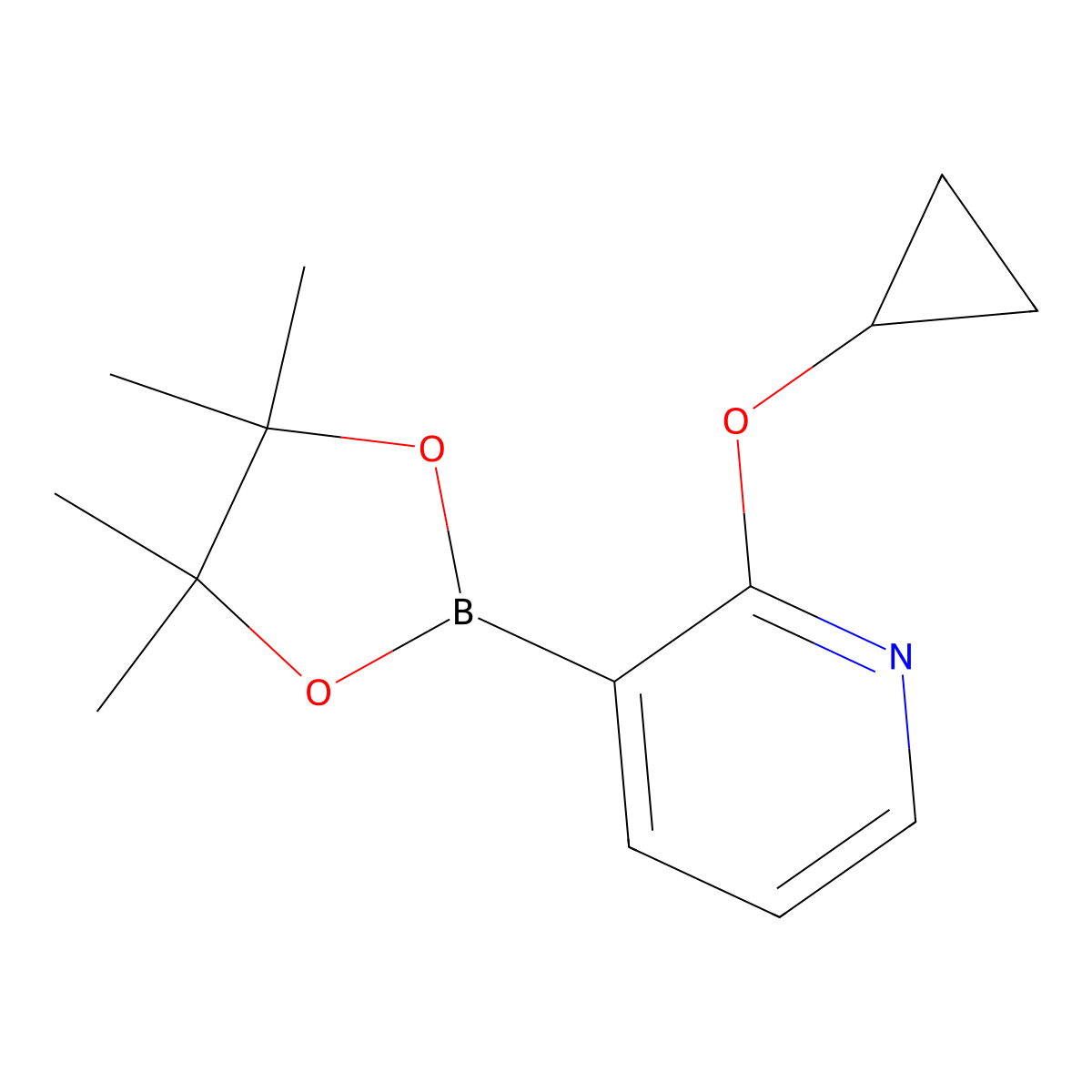 2-Cyclopropoxy-3-(4,4,5,5-tetramethyl-1,3,2-dioxaborolan-2-yl)pyridine molecular structure, CAS 1418132-45-2