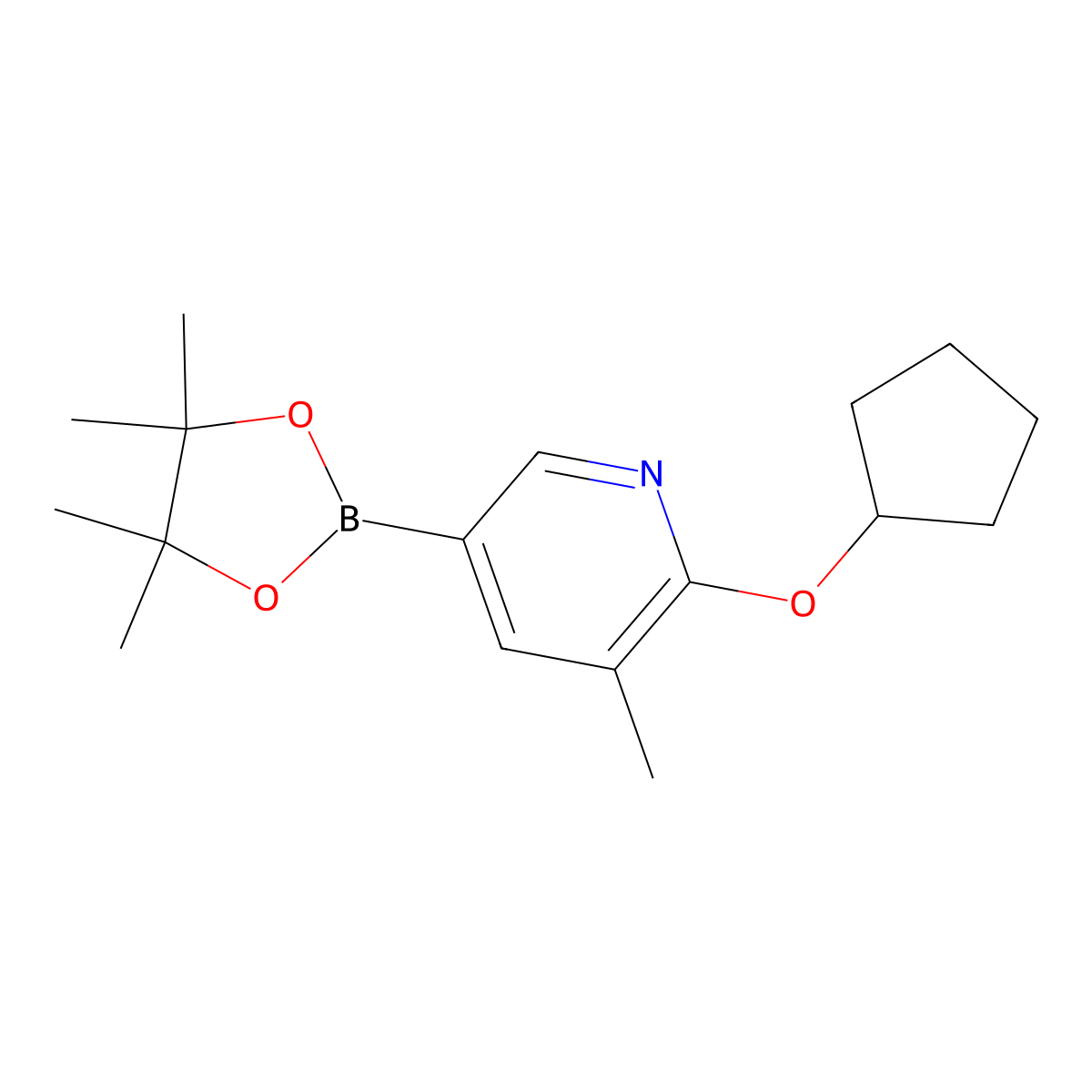 2-Cyclopentyloxy-3-methyl-5-(4,4,5,5-tetramethyl-[1,3,2]dioxaborolan-2-yl)-pyridine molecular structure, CAS 1418133-35-3