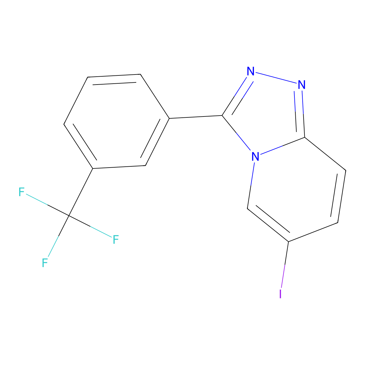 6-Iodo-3-(3-(trifluoromethyl)phenyl)-[1,2,4]triazolo[4,3-a]pyridine molecular structure, CAS 1418143-36-8