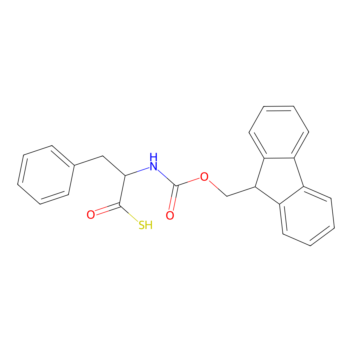 Fmoc-(S)-2-amino-3-phenylpropanethioic S-acid molecular structure, CAS 1418181-50-6