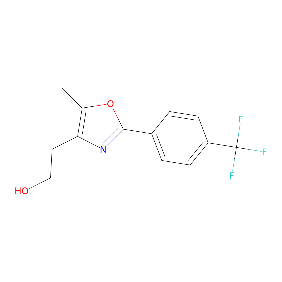 2-(5-Methyl-2-(4-(trifluoromethyl)phenyl)oxazol-4-yl)ethanol molecular structure, CAS 141819-91-2
