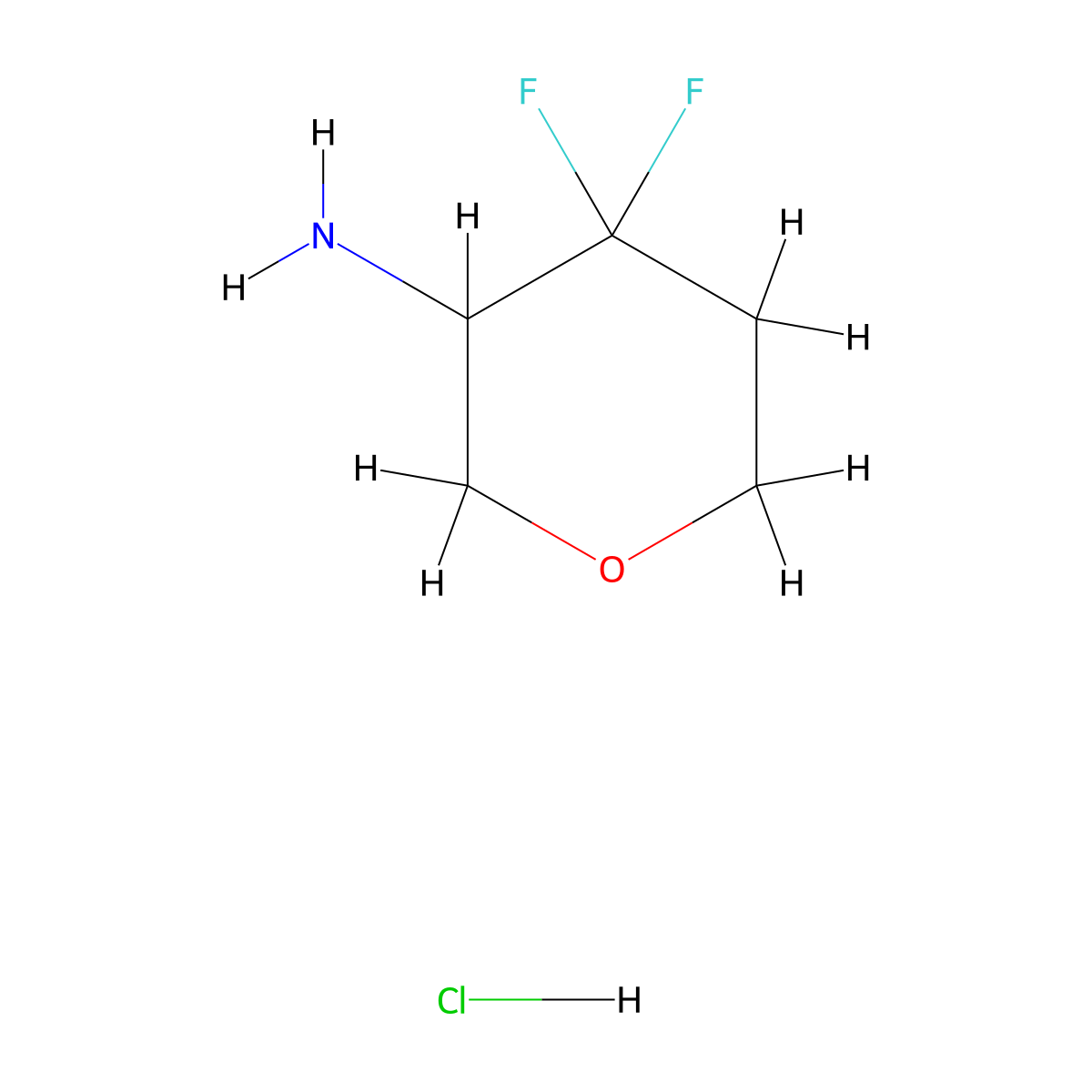 4,4-Difluorooxan-3-amine hydrochloride molecular structure, CAS 1418199-66-2