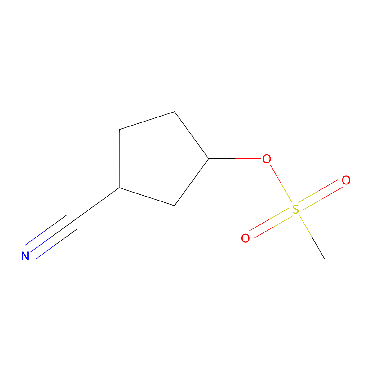 Cyclopentanecarbonitrile, 3-[(methylsulfonyl)oxy]- molecular structure, CAS 1418199-72-0