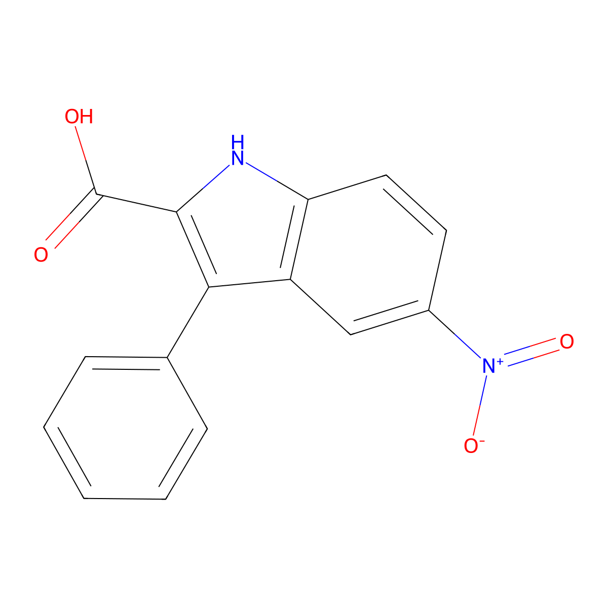 5-Nitro-3-phenyl-1H-indole-2-carboxylic acid molecular structure, CAS 14182-37-7