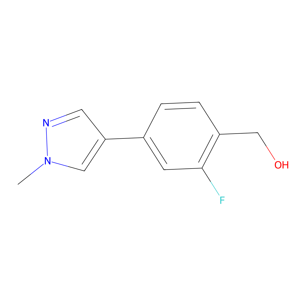 (2-fluoro-4-(1-methyl-1H-pyrazol-4-yl)phenyl)methanol molecular structure, CAS 1418201-67-8