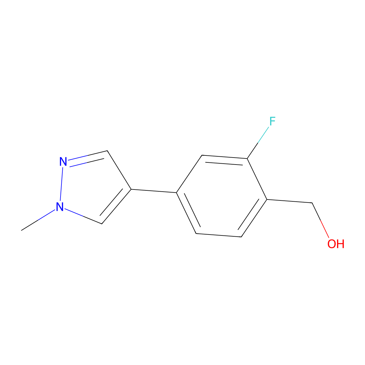 (2-fluoro-4-(1-methyl-1H-pyrazol-4-yl)phenyl)methanol molecular structure, CAS 1418201-67-8