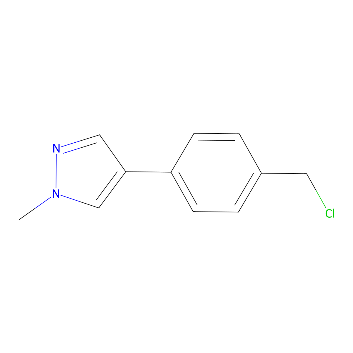 4-(4-(chloromethyl)phenyl)-1-methyl-1H-pyrazole molecular structure, CAS 1418201-68-9