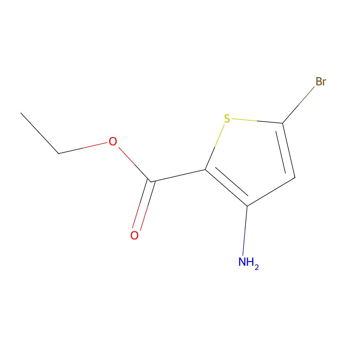 Ethyl 3-amino-5-bromothiophene-2-carboxylate molecular structure, CAS 1418215-46-9