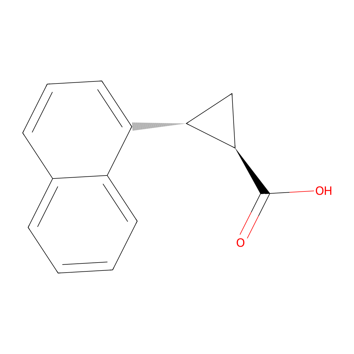rac-(1R,2R)-2-(naphthalen-1-yl)cyclopropane-1-carboxylic acid molecular structure, CAS 1418228-06-4