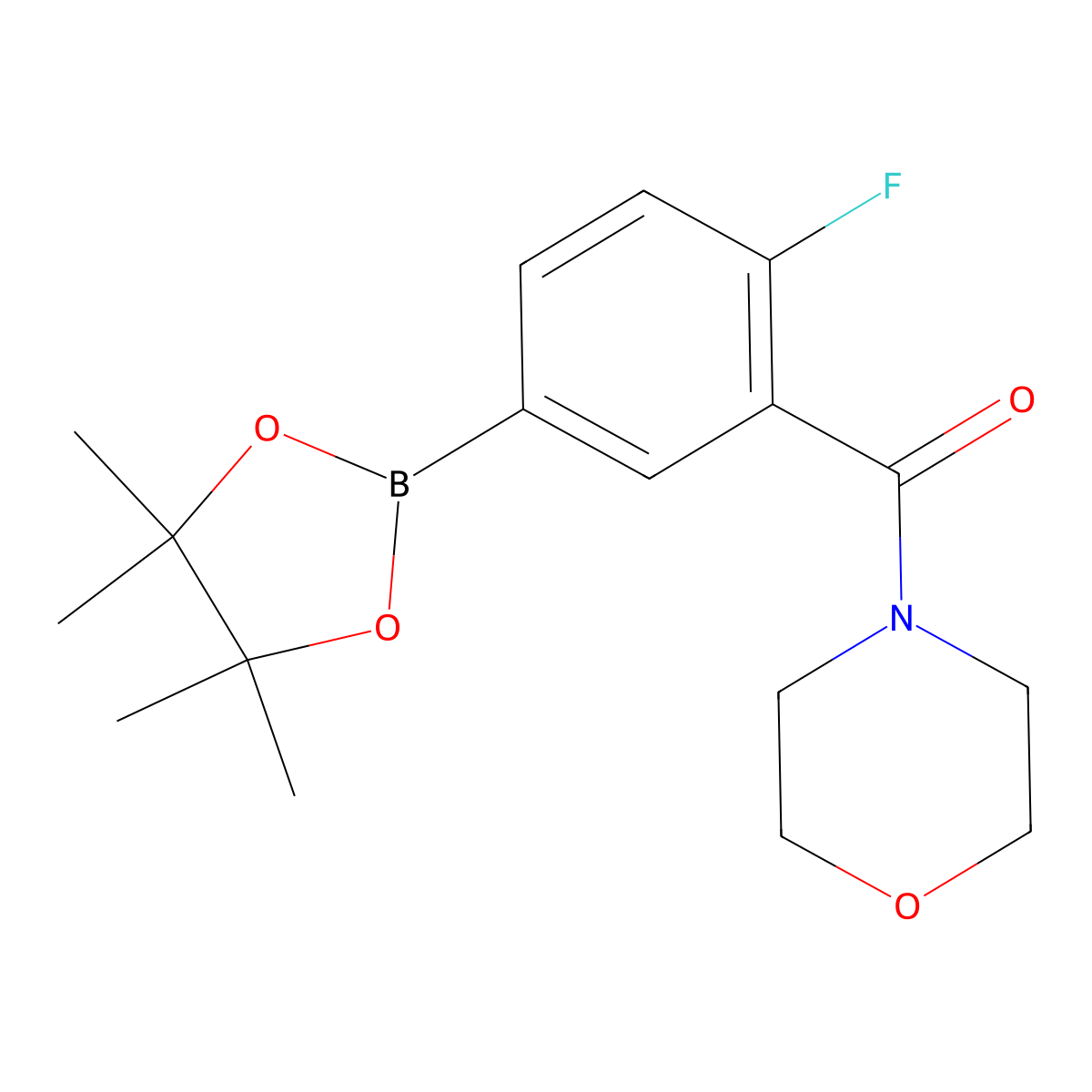 4-{[2-Fluoro-5-(tetramethyl-1,3,2-dioxaborolan-2-yl)phenyl]carbonyl}morpholine molecular structure, CAS 1418267-85-2