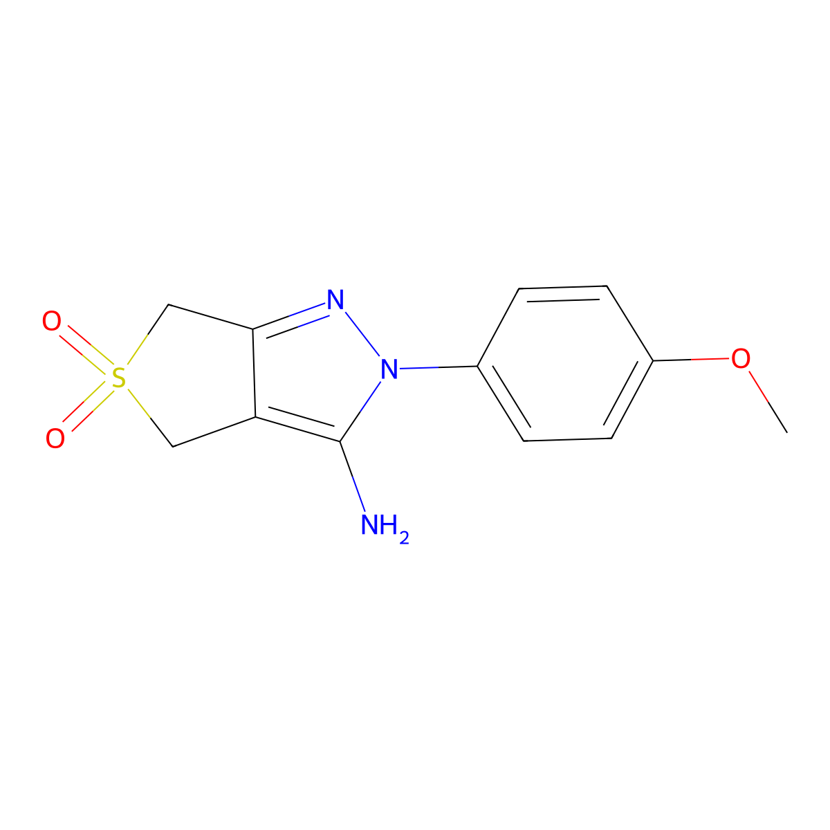 2-(4-Methoxy-phenyl)-5,5-dioxo-2,4,5,6-tetrahydro-5l6-thieno[3,4-c]pyrazol-3-ylamine molecular structure, CAS 1418273-42-3