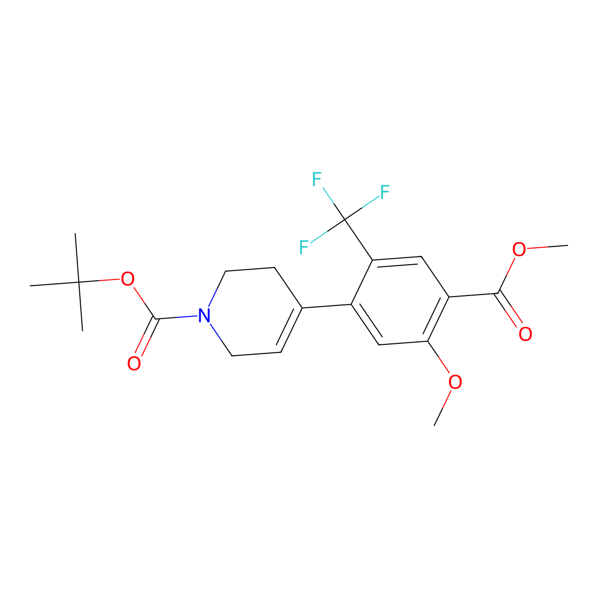 4-(5-Methoxy-4-methoxycarbonyl-2-trifluoromethyl-phenyl)-3,6-dihydro-2H-pyridine-1-carboxylic acid tert-butyl ester molecular structure, CAS 1418273-44-5