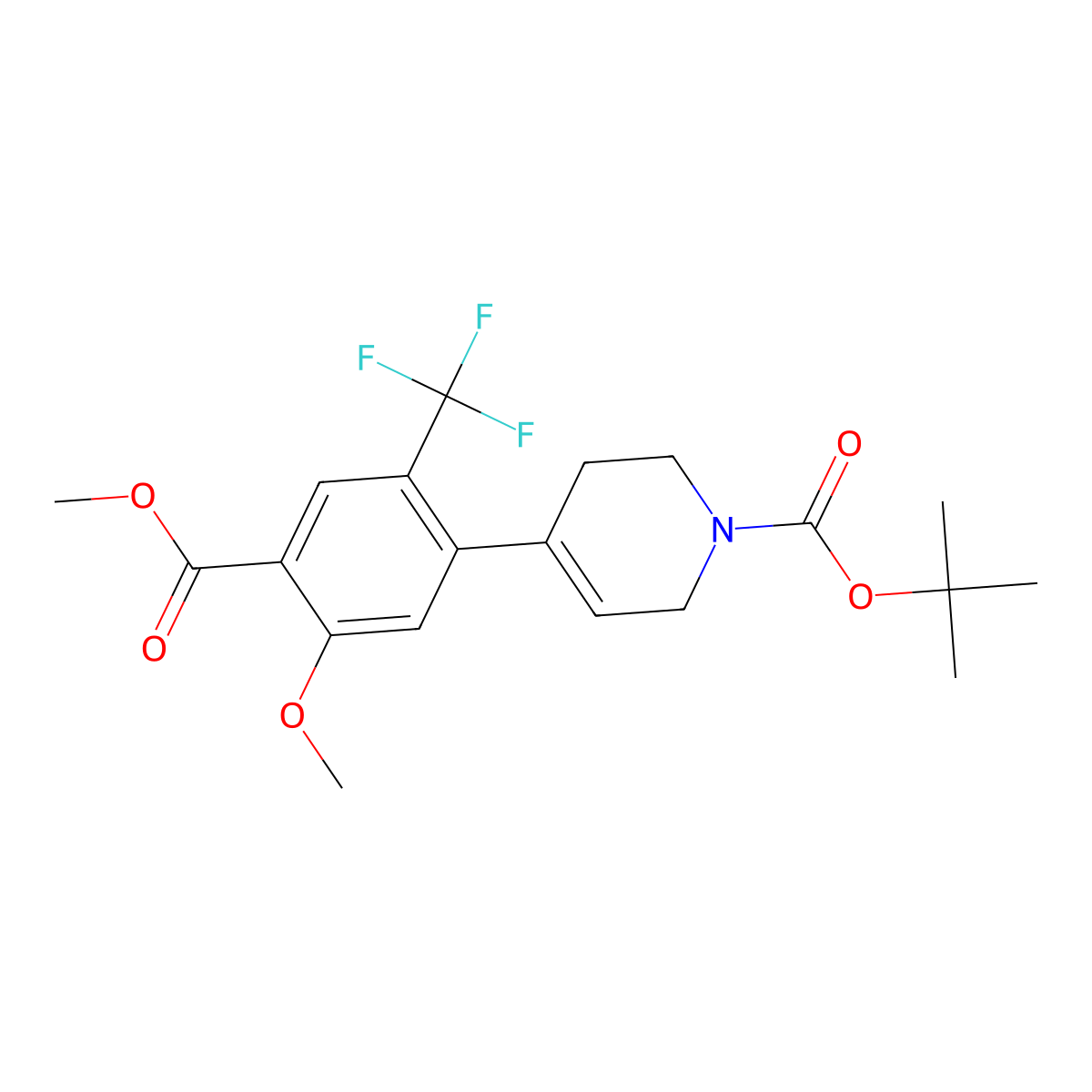 4-(5-Methoxy-4-methoxycarbonyl-2-trifluoromethyl-phenyl)-3,6-dihydro-2H-pyridine-1-carboxylic acid tert-butyl ester molecular structure, CAS 1418273-44-5