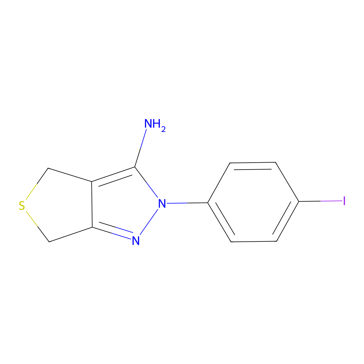4H-Thieno[3,4-c]pyrazol-3-amine, 2,6-dihydro-2-(4-iodophenyl)- molecular structure, CAS 1418273-61-6