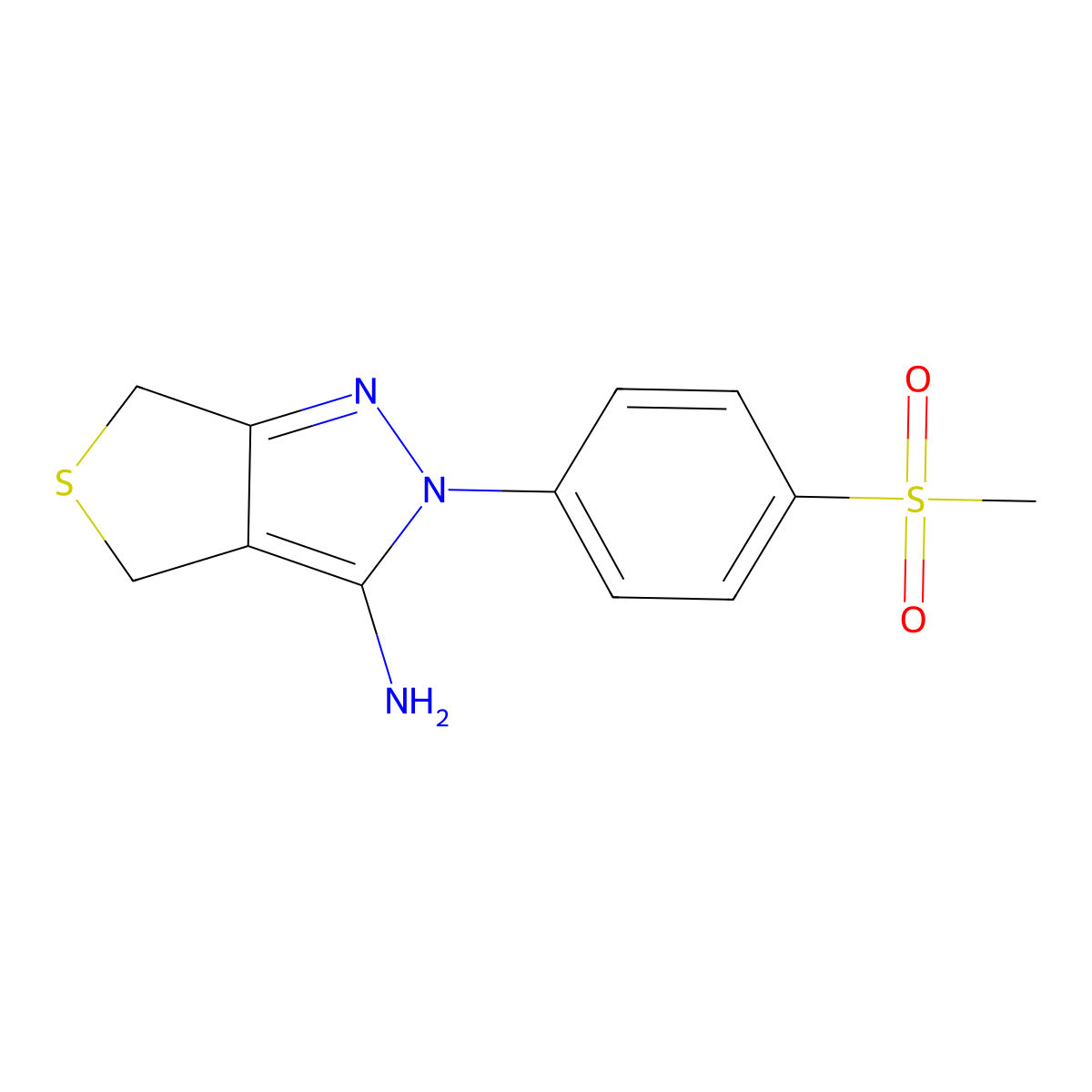 2-(4-Methanesulfonyl-phenyl)-2,6-dihydro-4H-thieno[3,4-c]pyrazol-3-ylamine molecular structure, CAS 1418273-64-9