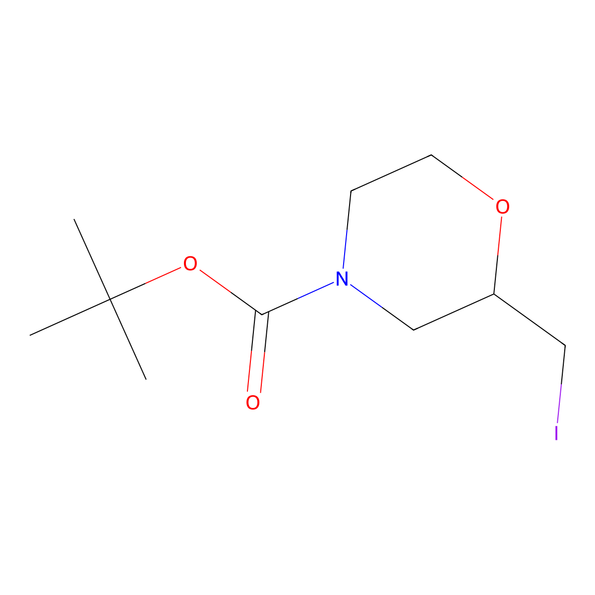tert-Butyl 2-(iodomethyl)morpholine-4-carboxylate molecular structure, CAS 1418278-51-9
