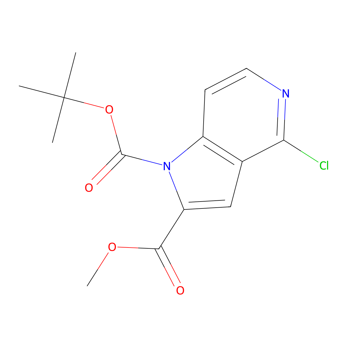 1-Tert-butyl 2-methyl 4-chloro-1H-pyrrolo[3,2-C]pyridine-1,2-dicarboxylate molecular structure, CAS 1418287-34-9