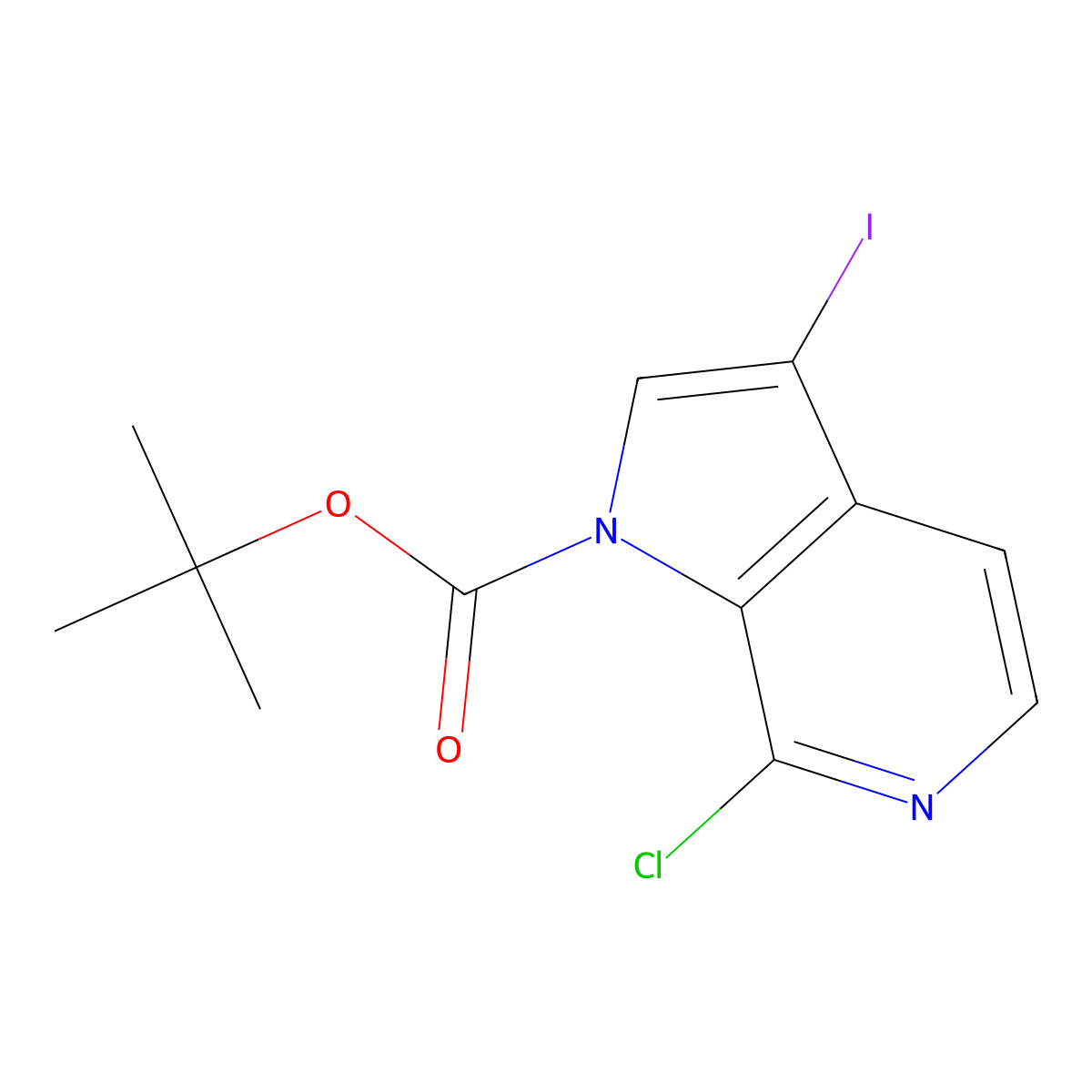 tert-butyl 7-chloro-3-iodo-1H-pyrrolo[2,3-c]pyridine-1-carboxylate molecular structure, CAS 1418287-69-0