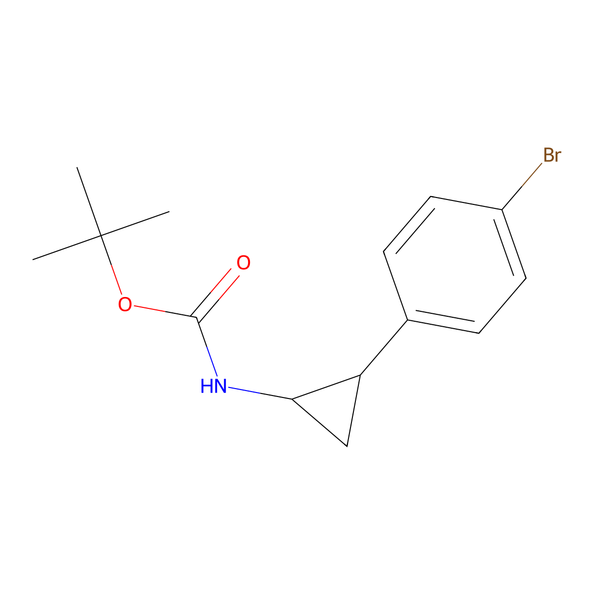 tert-Butyl (2-(4-bromophenyl)cyclopropyl)carbamate molecular structure, CAS 1418287-95-2