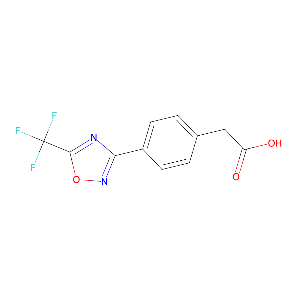 2-(4-(5-(Trifluoromethyl)-1,2,4-oxadiazol-3-yl)phenyl)acetic acid molecular structure, CAS 1418293-44-3