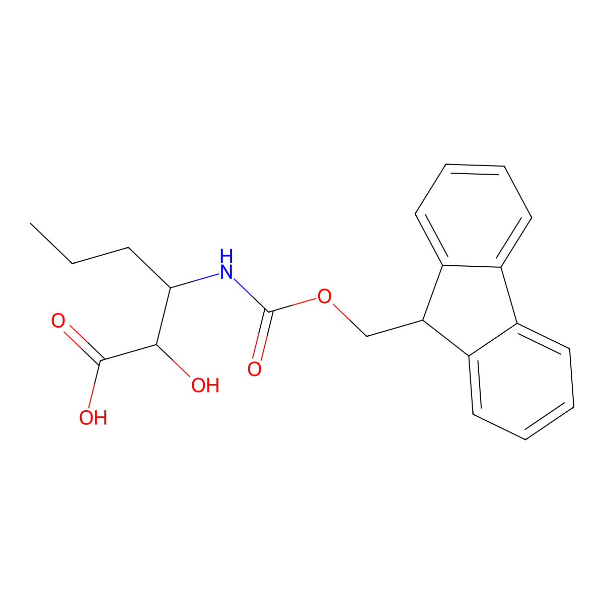 (3S)-3-({[(9H-fluoren-9-yl)methoxy]carbonyl}amino)-2-hydroxyhexanoic acid molecular structure, CAS 1418311-54-2