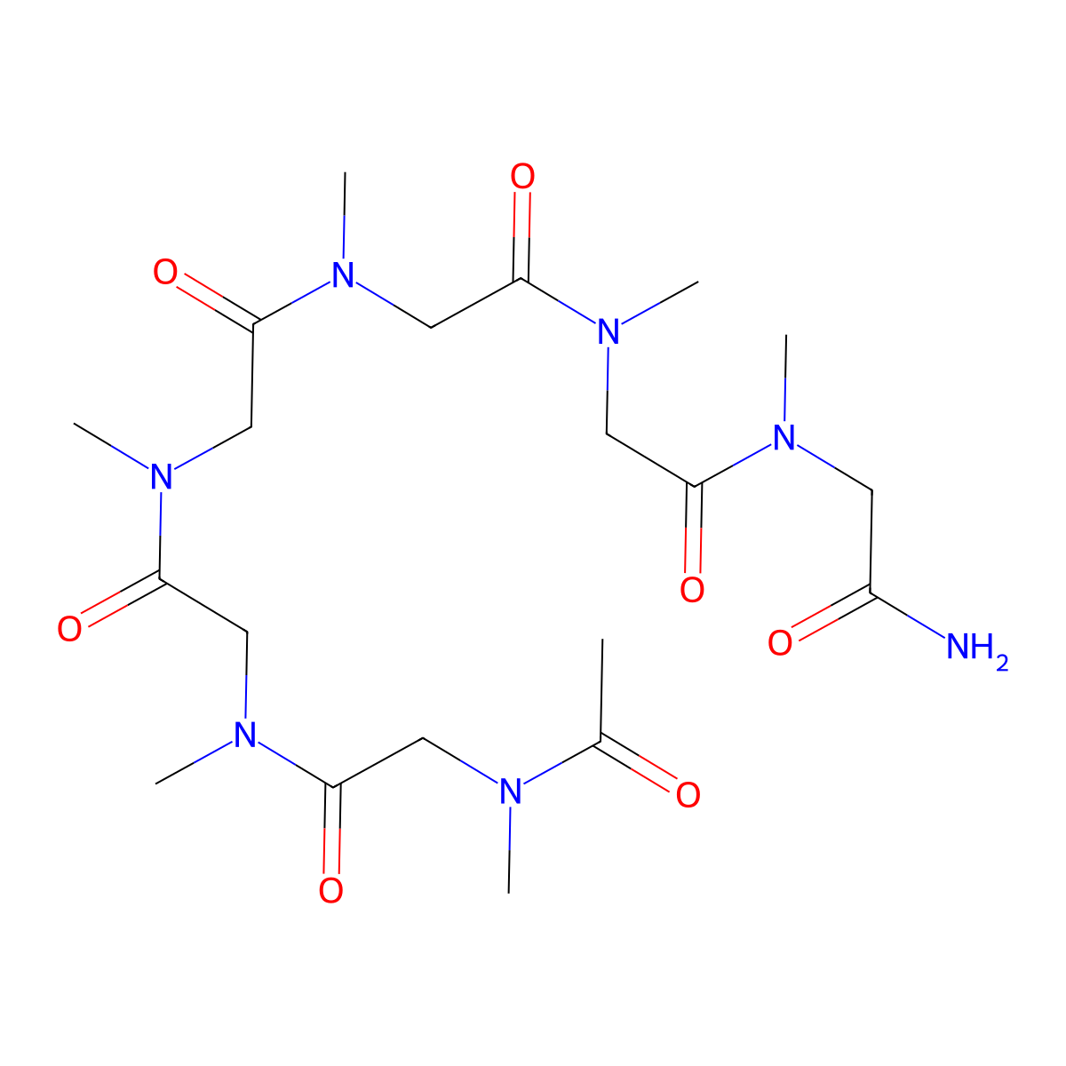 2-[[2-[[2-[[2-[[2-[[2-[Acetyl(methyl)amino]acetyl]-methyl-amino]acetyl]-methyl-amino]acetyl]-methyl-amino]acetyl]-methyl-amino]acetyl]-methyl-amino]acetamide molecular structure, CAS 1418316-66-1