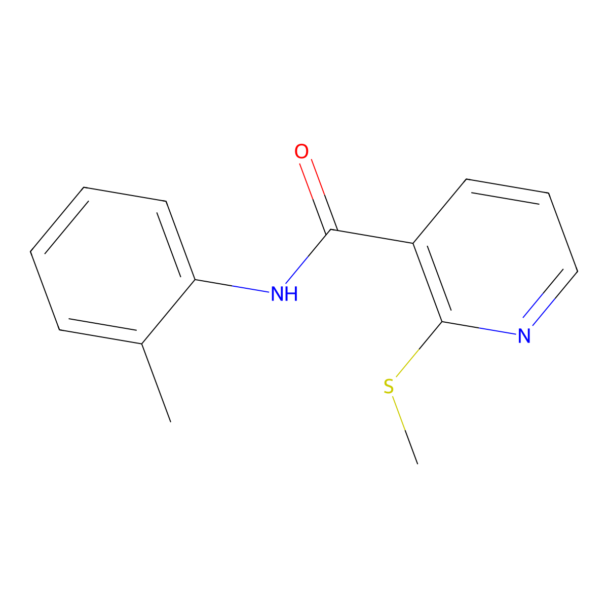 N-(2-methylphenyl)-2-methylsulfanylpyridine-3-carboxamide molecular structure, CAS 141841-73-8