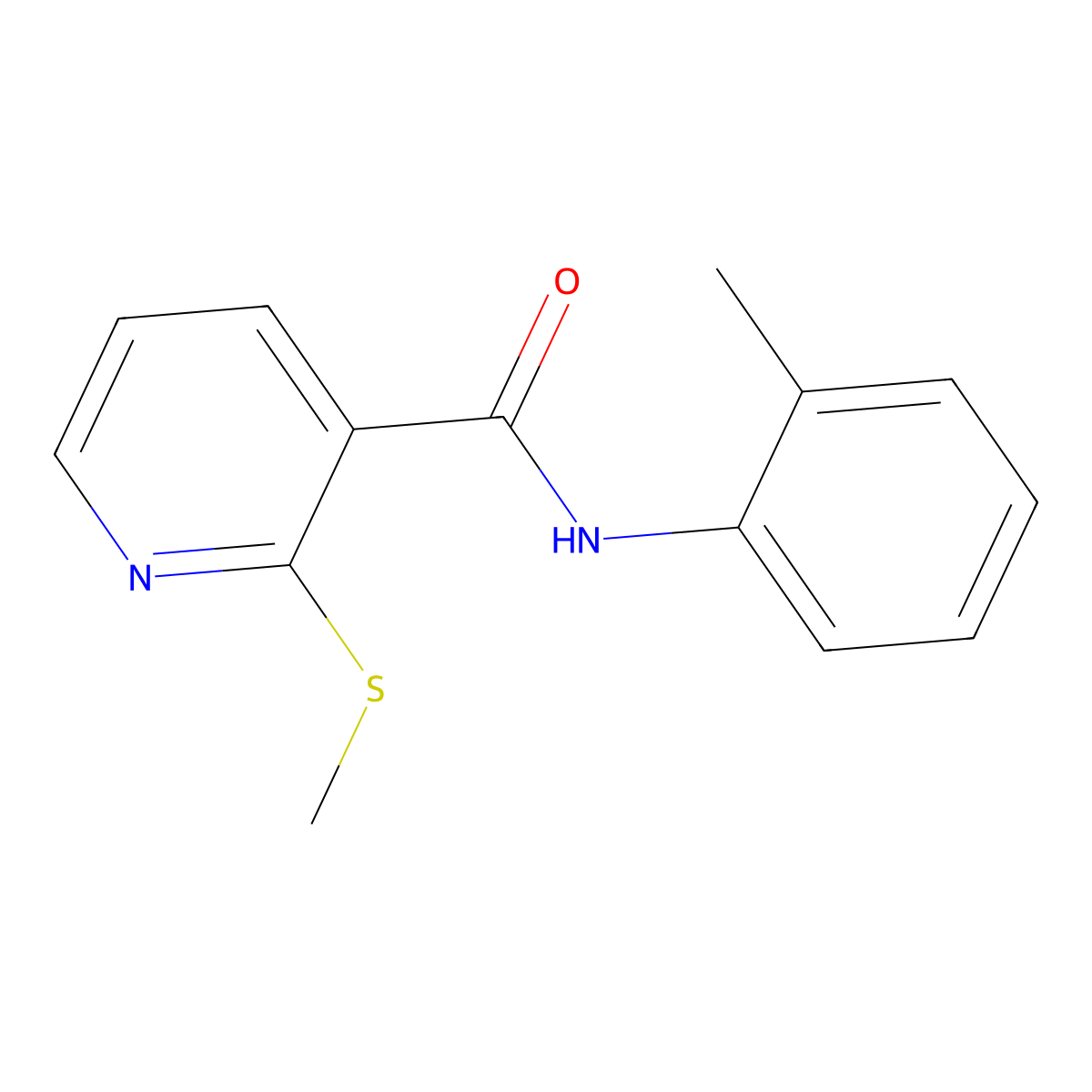 N-(2-methylphenyl)-2-methylsulfanylpyridine-3-carboxamide molecular structure, CAS 141841-73-8