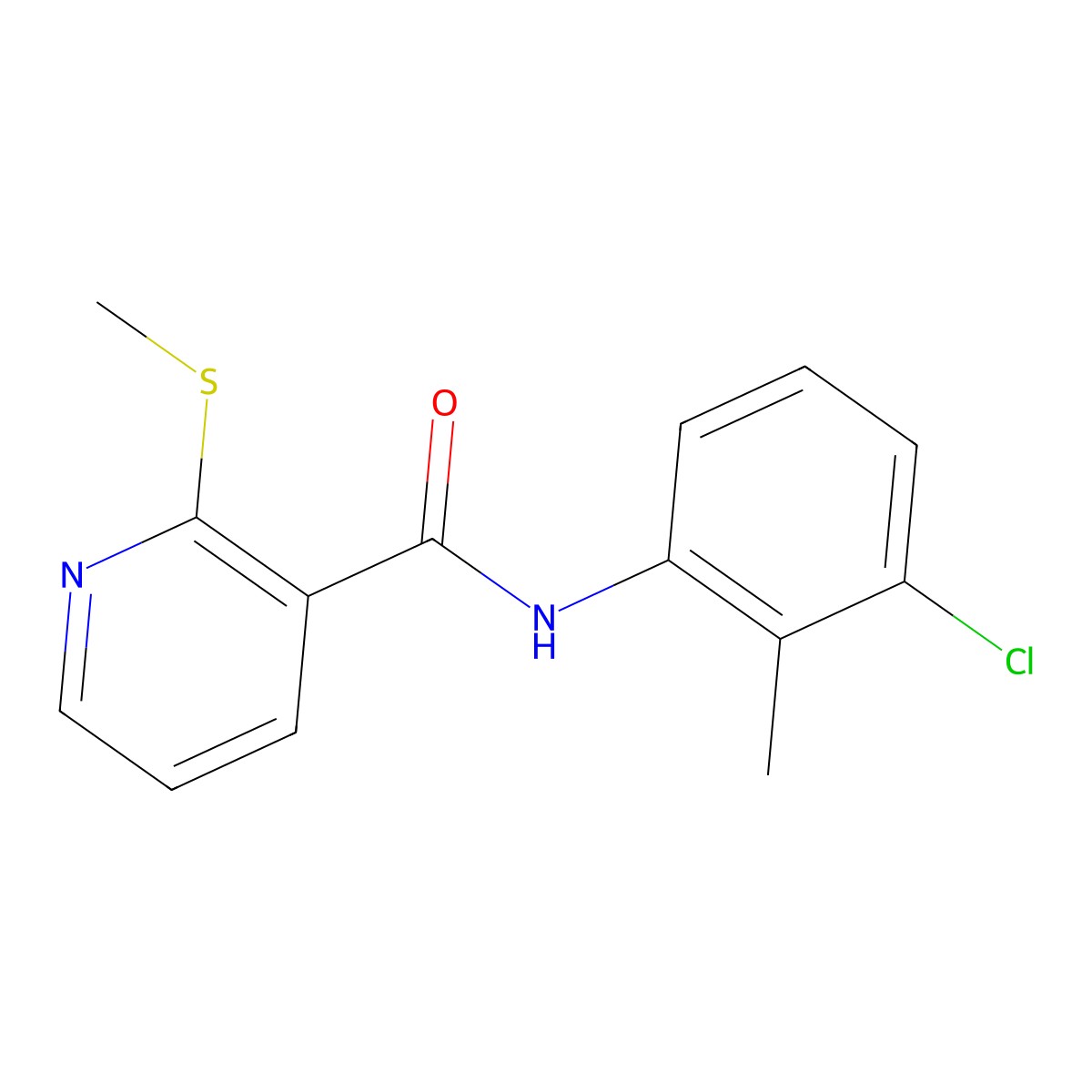 N-(3-chloro-2-methylphenyl)-2-(methylsulfanyl)pyridine-3-carboxamide molecular structure, CAS 141841-76-1