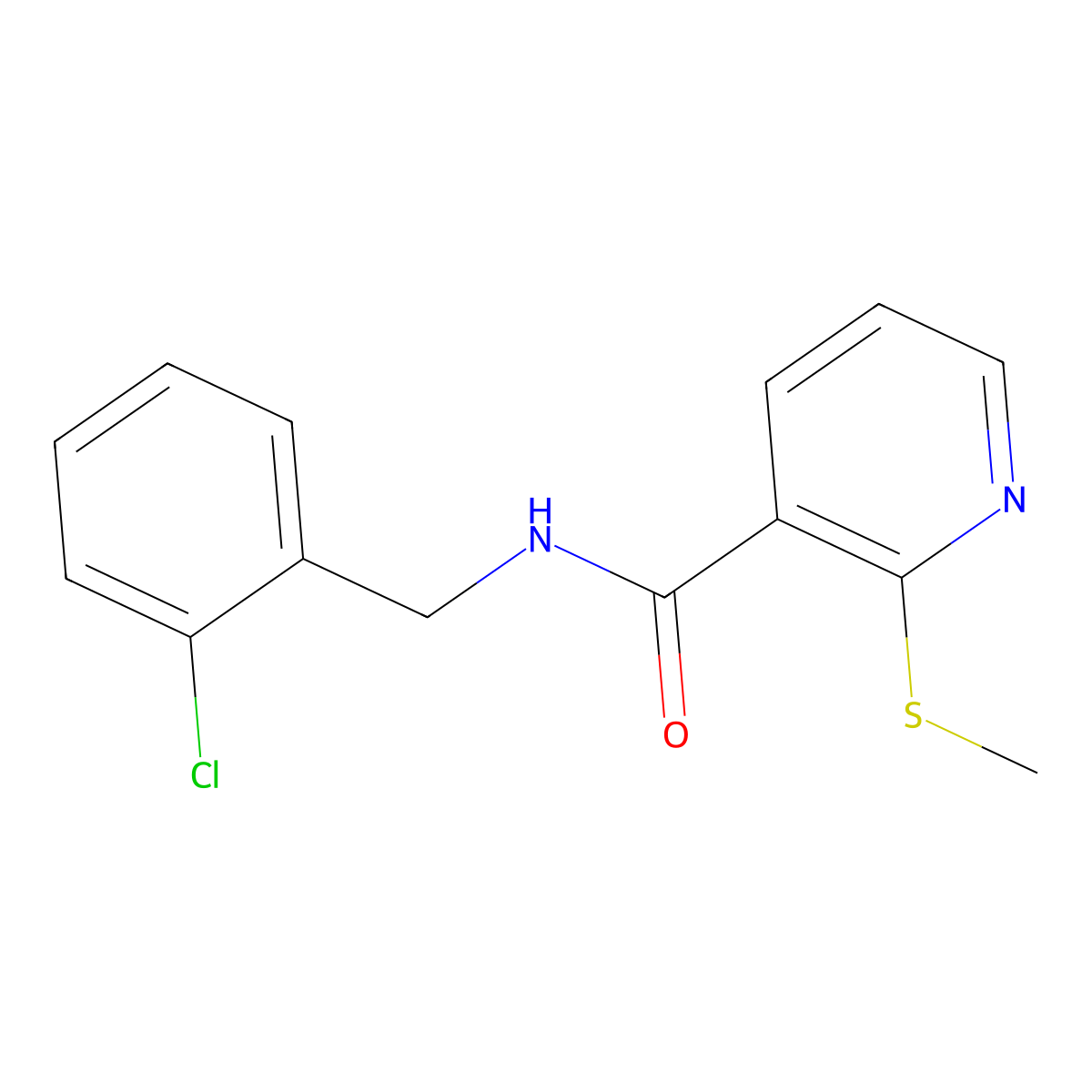 N-[(2-chlorophenyl)methyl]-2-methylsulfanylpyridine-3-carboxamide molecular structure, CAS 141842-46-8
