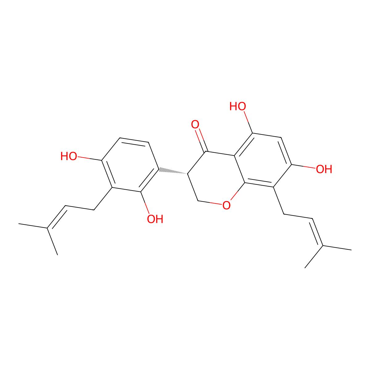 5,7,2',4'-Tetrahydroxy-8,3'-di(gamma,gamma-dimethylallyl)-isoflavanone molecular structure, CAS 141846-47-1