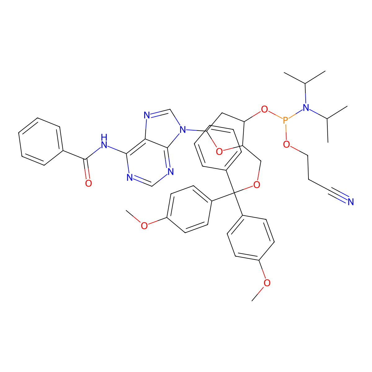 DMT-L-dA(bz) Phosphoramidite molecular structure, CAS 141846-54-0