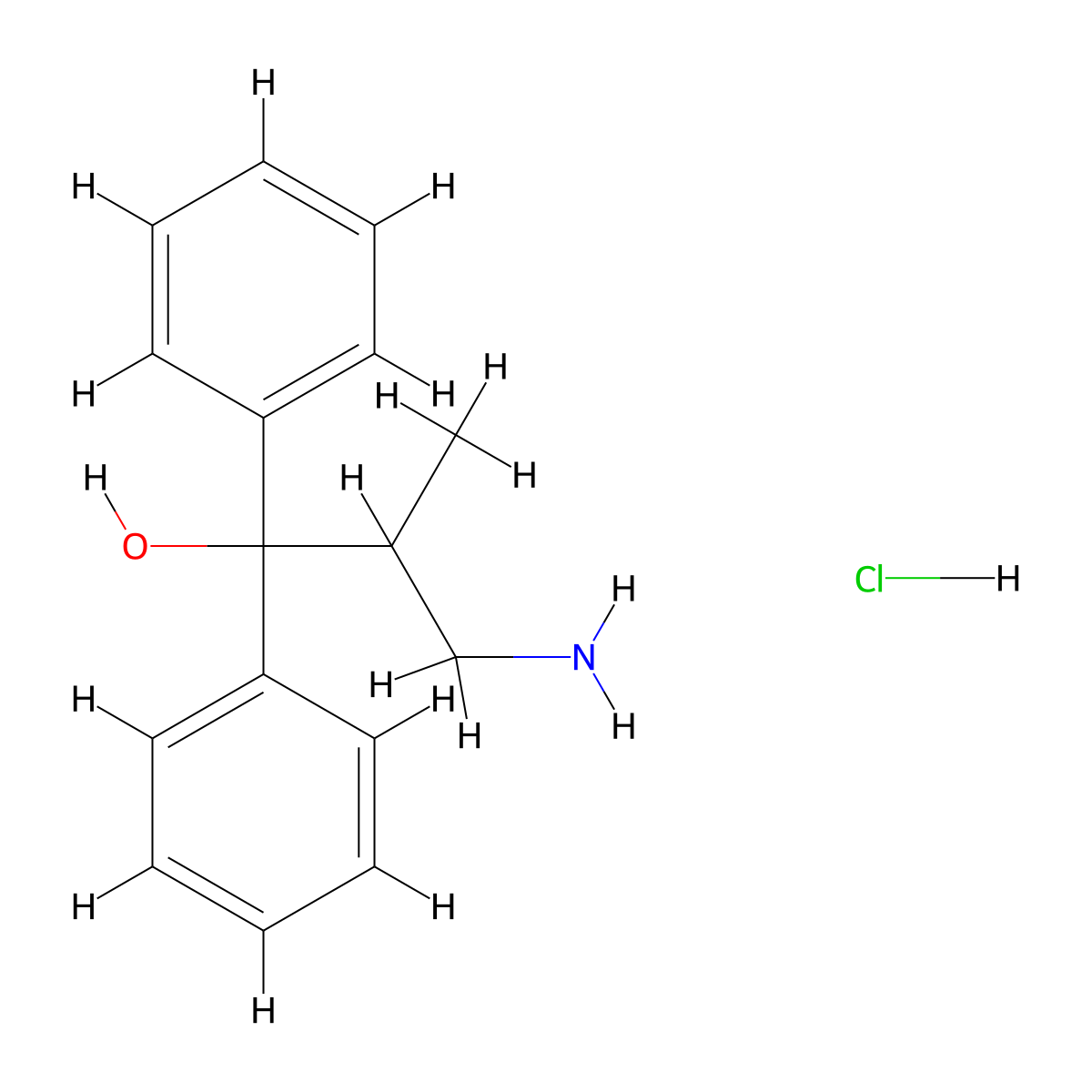 Benzenemethanol, alpha-(2-amino-1-methylethyl)-alpha-phenyl-, hydrochloride molecular structure, CAS 14185-07-0