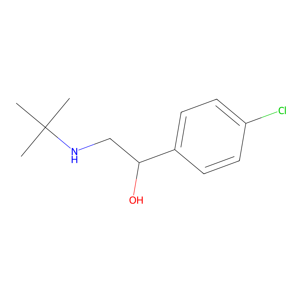 2-(Tert-butylamino)-1-(4-chlorophenyl)ethanol molecular structure, CAS 14185-28-5