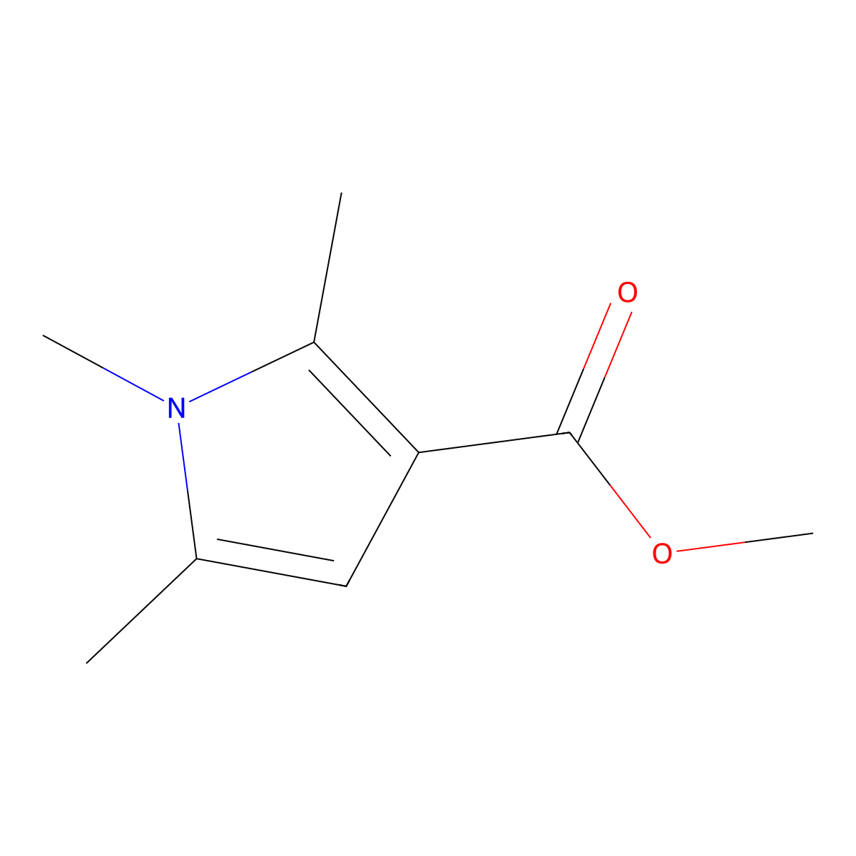 methyl 1,2,5-trimethyl-1H-pyrrole-3-carboxylate molecular structure, CAS 14186-50-6
