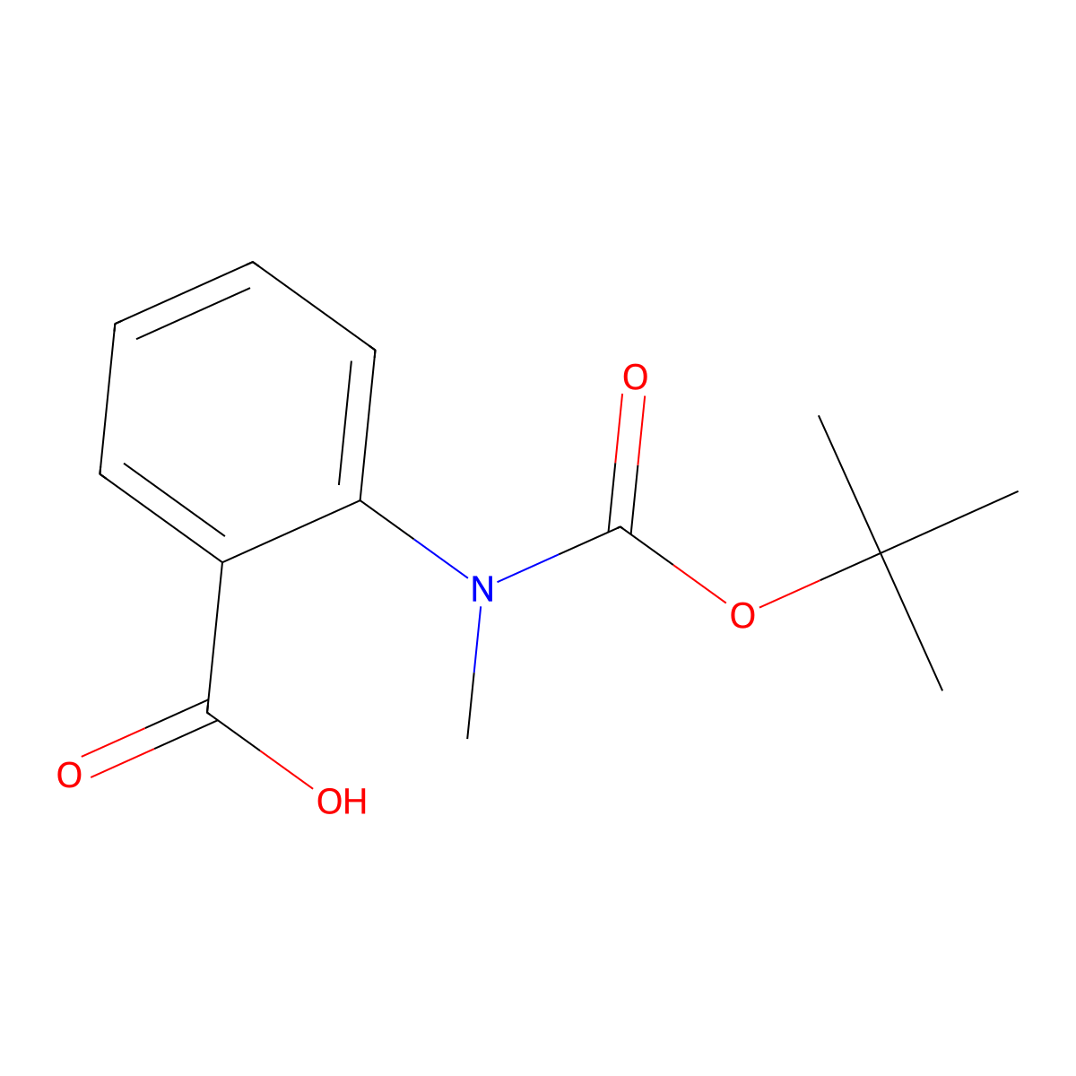 2-((tert-Butoxycarbonyl)(methyl)amino)benzoic acid molecular structure, CAS 141871-02-5