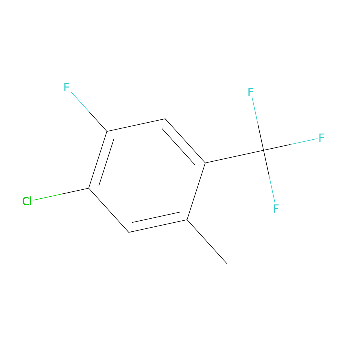 1-Chloro-2-fluoro-5-methyl-4-(trifluoromethyl)benzene molecular structure, CAS 141872-93-7