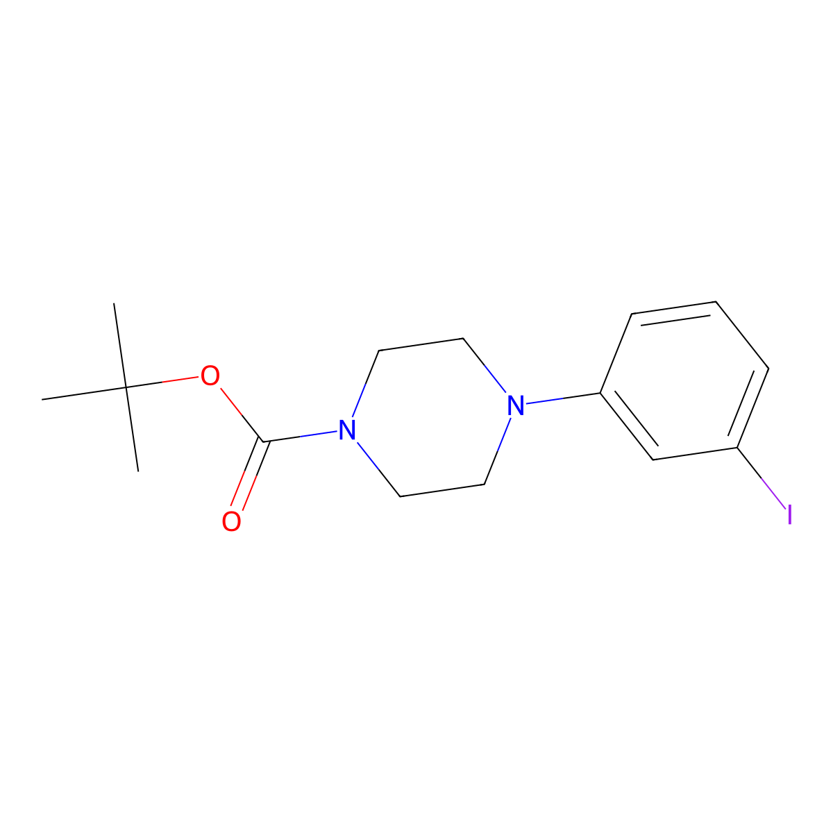 Tert-butyl 4-(3-iodophenyl)piperazine-1-carboxylate molecular structure, CAS 1418736-41-0