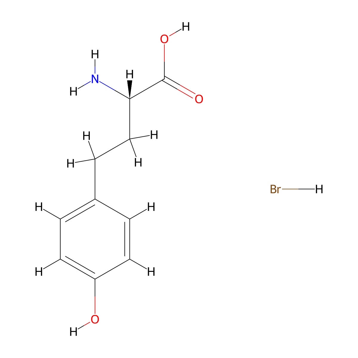 (S)-2-Amino-4-(4-hydroxyphenyl)butanoic acid hydrobromide molecular structure, CAS 141899-12-9