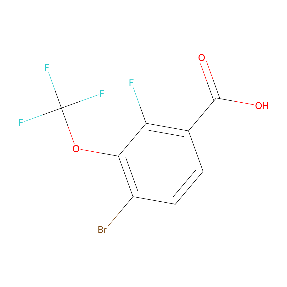 4-Bromo-2-fluoro-3-(trifluoromethoxy)benzoic acid molecular structure, CAS 1419075-83-4