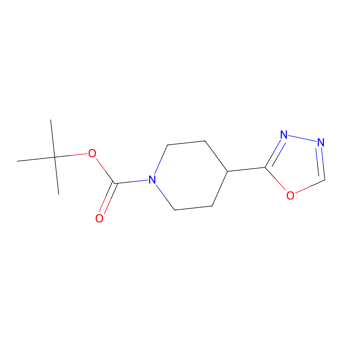 Tert-butyl 4-(1,3,4-oxadiazol-2-yl)piperidine-1-carboxylate molecular structure, CAS 1419075-88-9