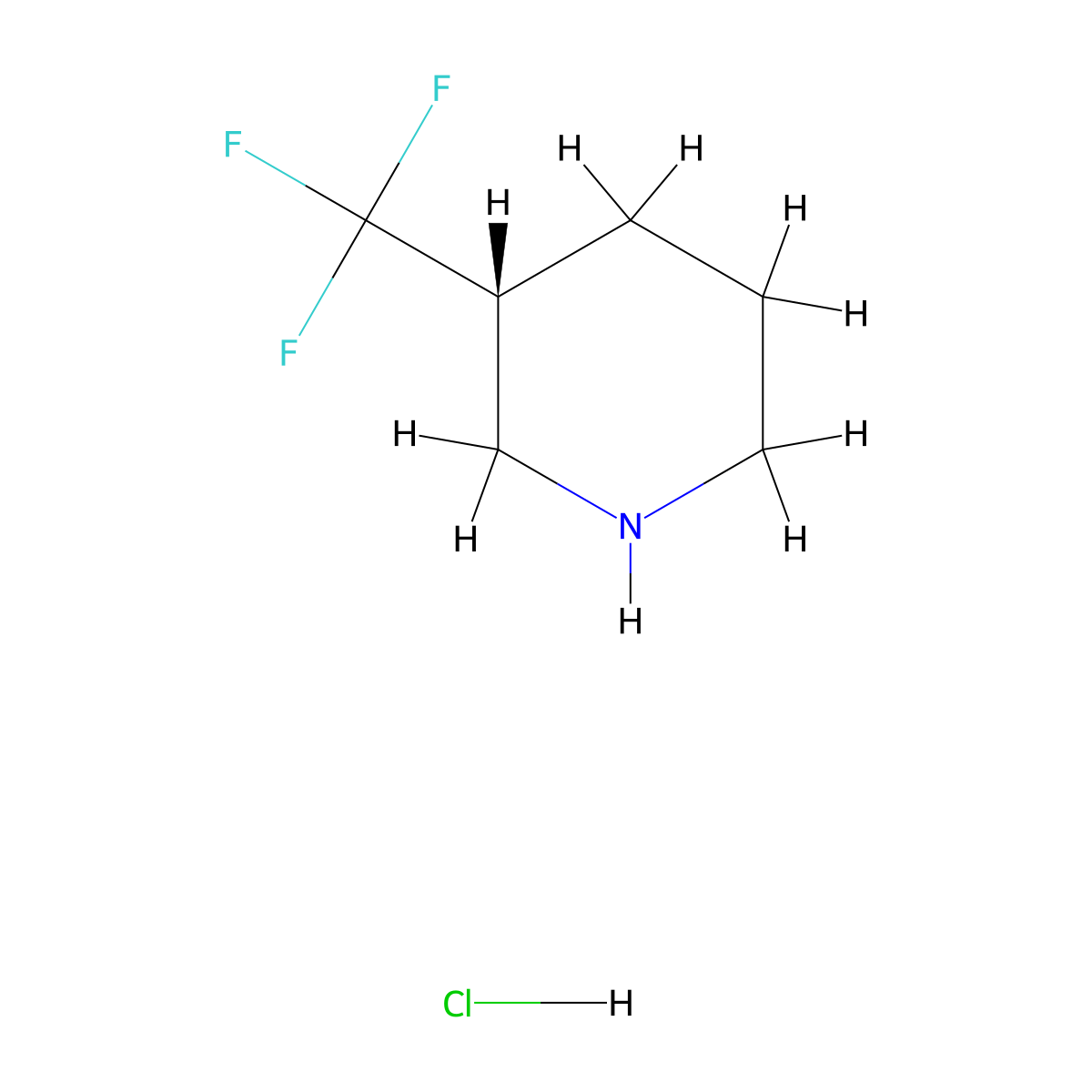 (3R)-3-(trifluoromethyl)piperidine hydrochloride molecular structure, CAS 1419075-99-2