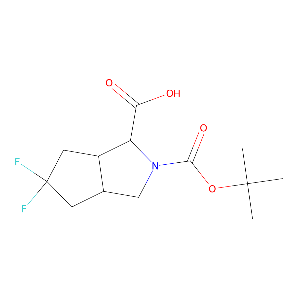2-Boc-5,5-difluoro-octahydro-cyclopenta-[c]pyrrole-1-carboxylic acid molecular structure, CAS 1419100-99-4