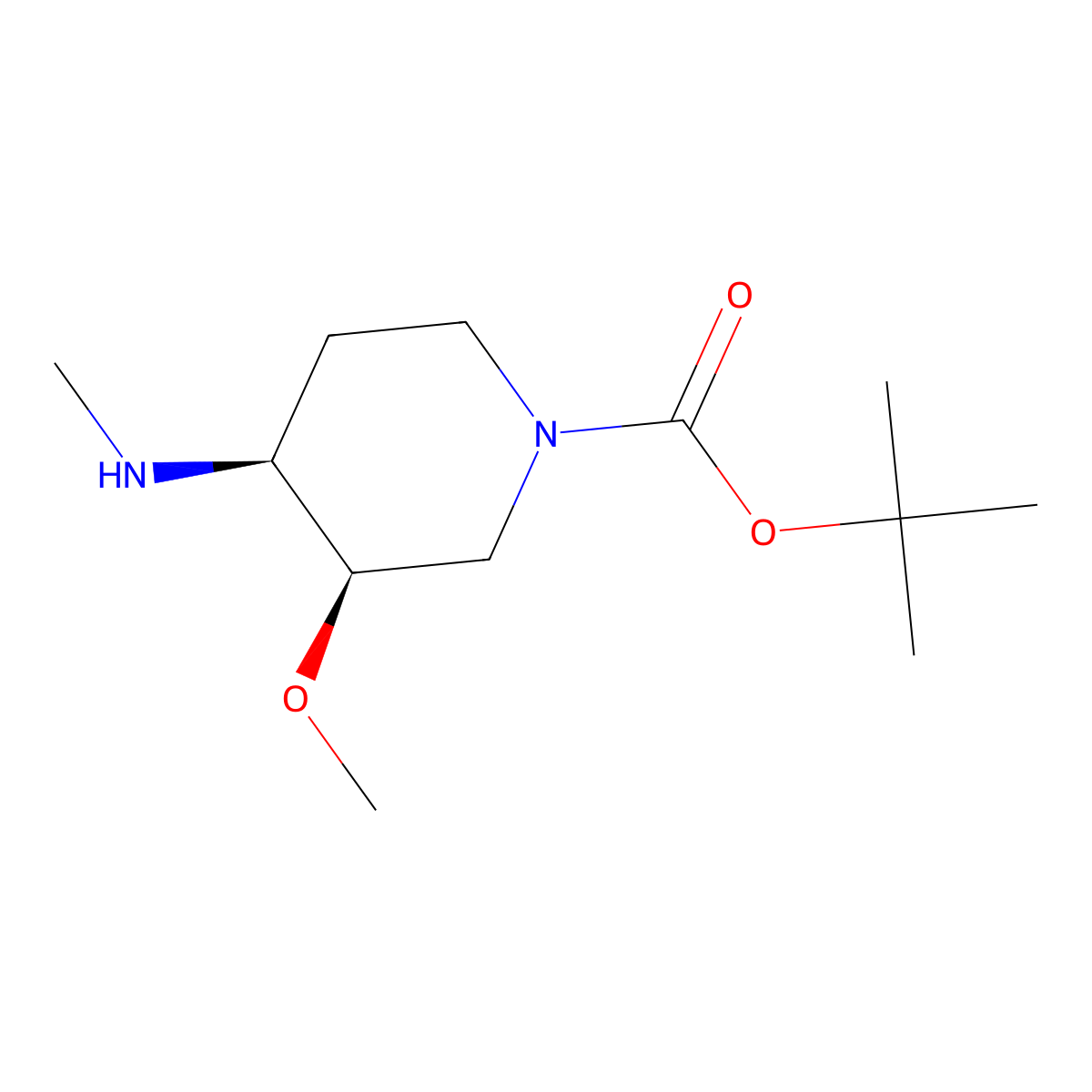 cis-1-Boc-4-methylamino-3-methoxypiperidine molecular structure, CAS 1419101-07-7