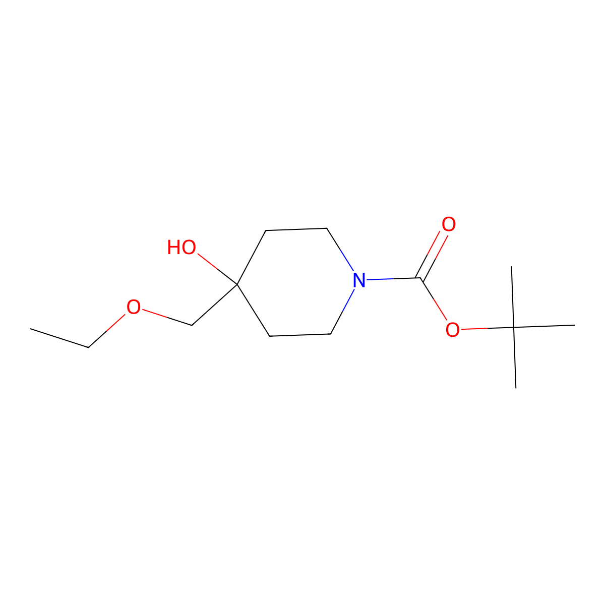 Tert-butyl 4-(ethoxymethyl)-4-hydroxypiperidine-1-carboxylate molecular structure, CAS 1419101-09-9