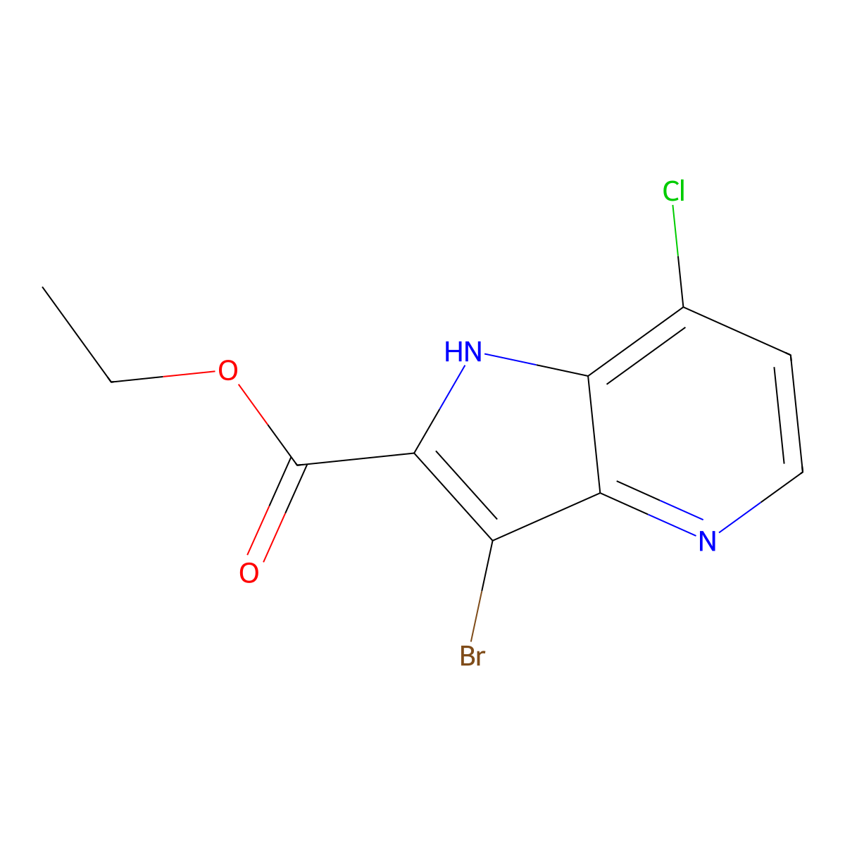 ethyl 3-bromo-7-chloro-1H-pyrrolo[3,2-b]pyridine-2-carboxylate molecular structure, CAS 1419101-12-4